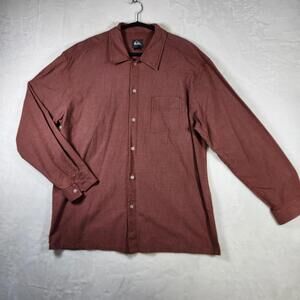 Vtg Quiksilver XL Plaid Button Up Shirt Red Check Surf Skate Cotton Y2K Hong Kon
